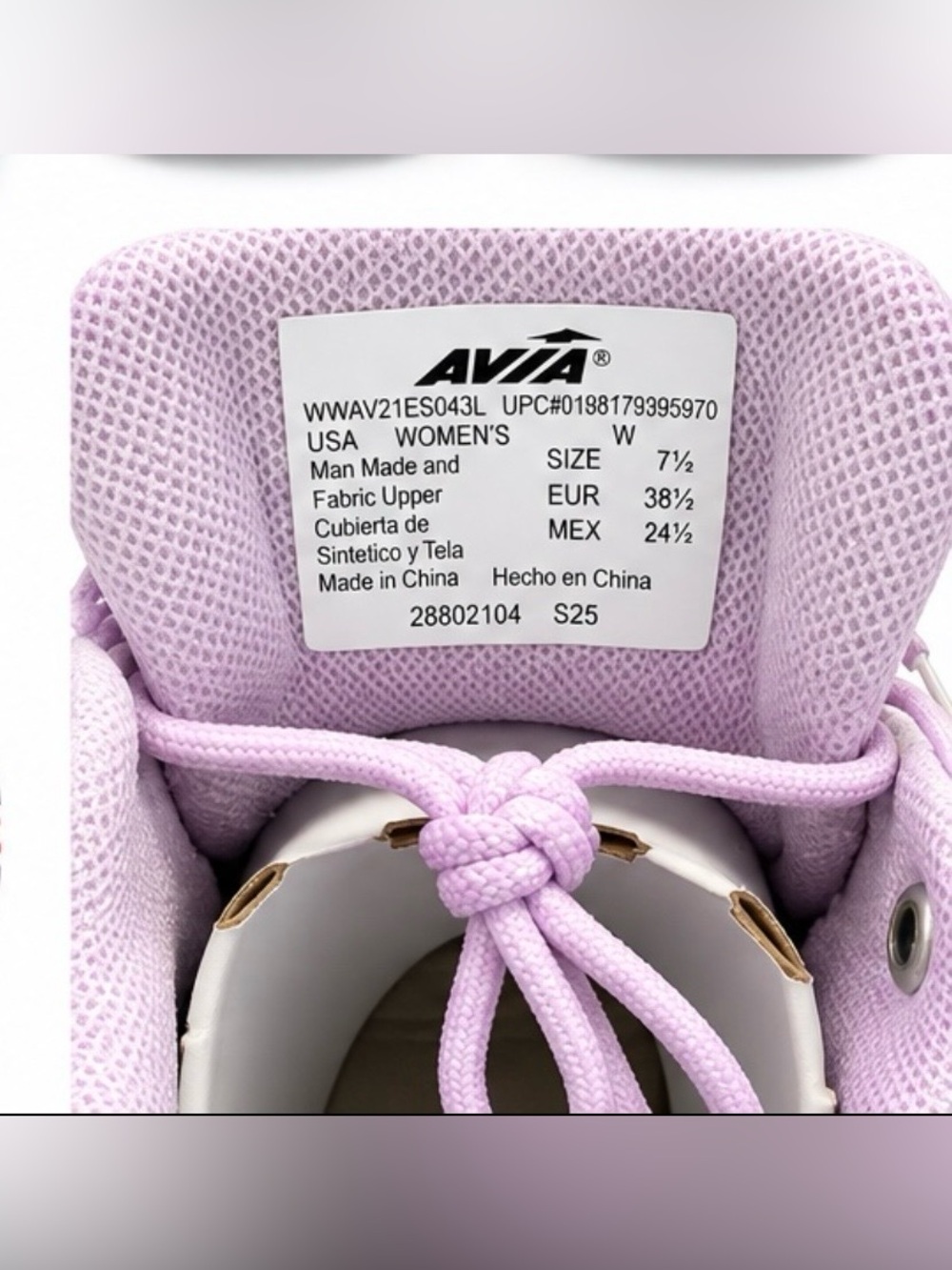 AVIA women’s wide-width sneakers, size 7½, in a light lavender/pink with gray, - Picture 7 of 7